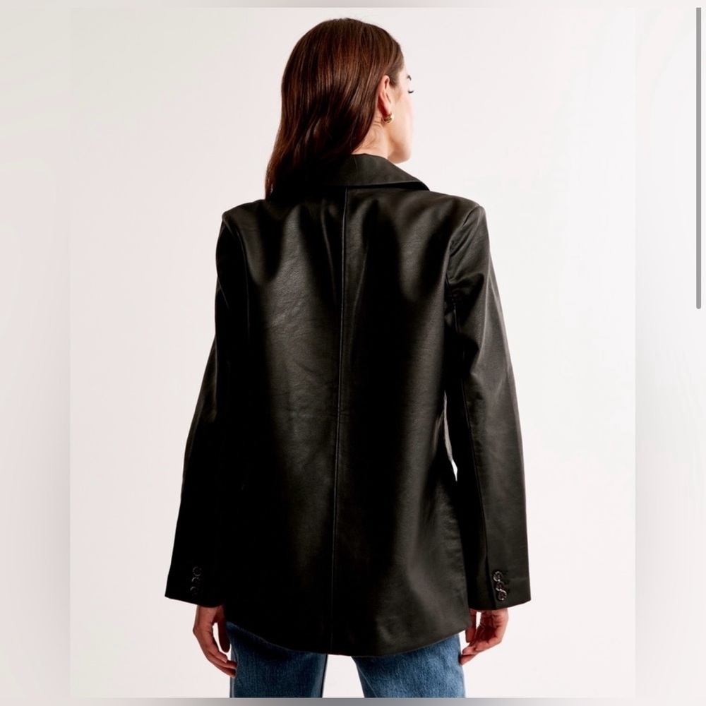 Abercrombie & Fitch Vegan Leather Black Blazer Jacket • Small • NWT - Picture 3 of 12